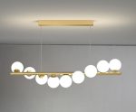 Модерен LED csillár, 80см, със стъклени топки, модел DM332-9 златен – елегантно висящо осветление за вашия таван