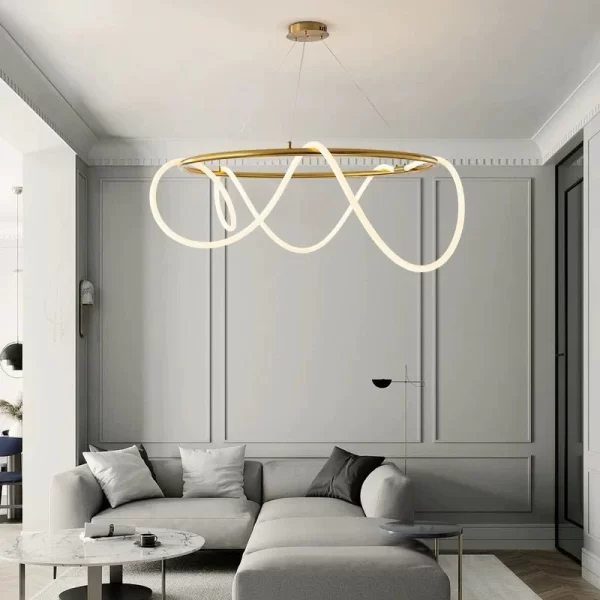 LED висящ полилей, 80см, съвременен вълнообразен дизайн, модел DM60040-800 – модерно осветление и изтънченост за вашия таван