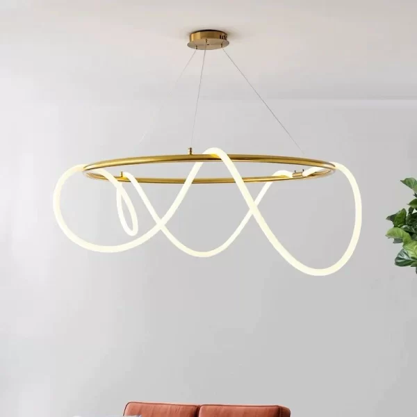 LED висящ полилей, 80см, съвременен вълнообразен дизайн, модел DM60040-800 – модерно осветление и изтънченост за вашия таван