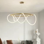LED висящ полилей, 80см, съвременен вълнообразен дизайн, модел DM60040-800 – модерно осветление и изтънченост за вашия таван