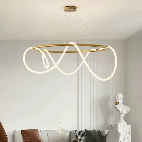 LED висящ полилей, 80см, съвременен вълнообразен дизайн, модел DM60040-800 – модерно осветление и изтънченост за вашия таван
