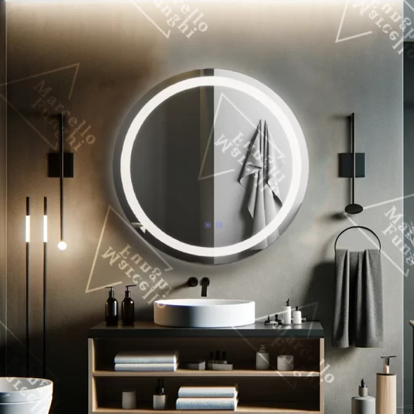 LED огледало Premium Touch, 70x70 см, с функция против замъгляване, модел W13 - модерен дизайн и безупречна яснота