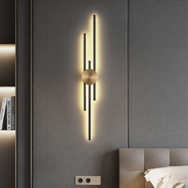 Съвременна LED аплика, артистичен дизайн в черно/златно, модел DM143-600 – луксозно и изискано осветление за вашия дом