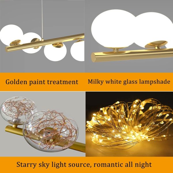 Модерен LED csillár, 80см, със стъклени топки, модел DM332-9 златен – елегантно висящо осветление за вашия таван
