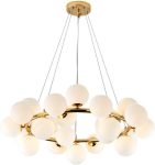 Елегантен и модерен csillár с LED глобуси и златни акценти, 50см, модел DM1010-15 – Изискано осветление за таван