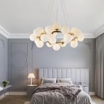 Елегантен и модерен csillár с LED глобуси и златни акценти, 50см, модел DM1010-15 – Изискано осветление за таван