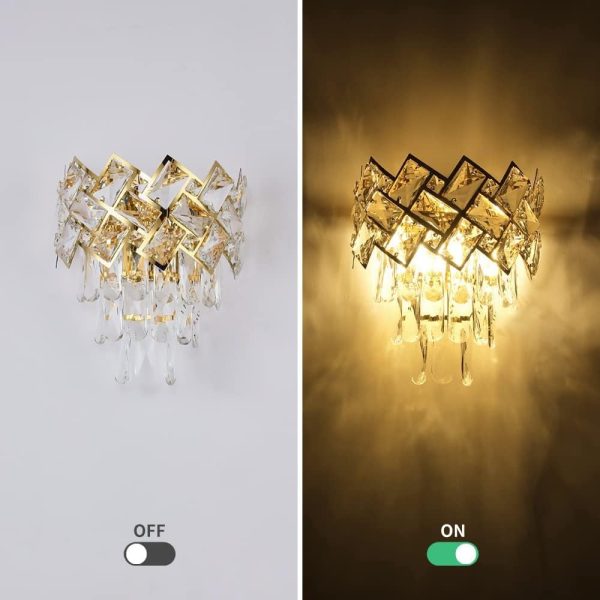 Луксозен LED аплик с кристали, елегантен дизайн, модел DM62111/2W, златист – изискано и ексклузивно осветление за всяко пространство