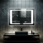 LED огледало Touch с функция против замъгляване и часовник, 90x60 см, модел W32 - Модерна елегантност и напреднала функционалност за баня
