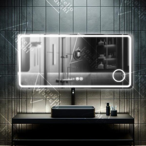 Премиум LED огледало Touch, 90x75 см, с антизамъгляваща система и козметична лупа, модел D010/90x75 - модерен дизайн и перфектна функционалност