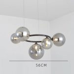 Луксозен LED златен модерен нордически csillár с 6 опушени топки, модел DM-VP2413-6 – Елегантно осветление за съвременни пространства