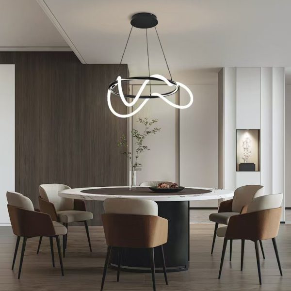 Csillár Pendul, 60см, Модерен Вълнообразен Дизайн с LED и Контрол на Цветовата Температура, Модел DM-RF60RD-600 – Изискано и Многофункционално Осветление за Хол и Трапезария