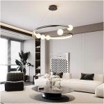 Елегантен LED полилей с WiFi 2.4G дистанционно управление, регулируема светлина студена/топла/неутрална, премиум осветление и съвременен стил DM-G4128 черен