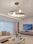 Елегантен LED полилей с WiFi 2.4G дистанционно управление, регулируема светлина студена/топла/неутрална, премиум осветление и съвременен стил DM-G4128 черен