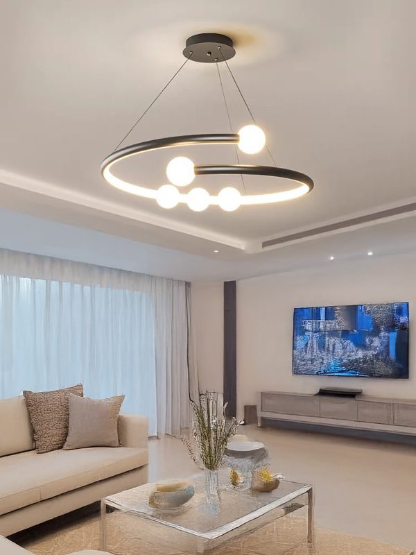 Елегантен LED полилей с WiFi 2.4G дистанционно управление, регулируема светлина студена/топла/неутрална, премиум осветление и съвременен стил DM-G4128 черен