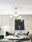 Ексклузивен полилей DM Living, модел DM5968-6, с деликатни абажури – златен дизайн, 6 x E27, идеален за всекидневни или луксозни стаи
