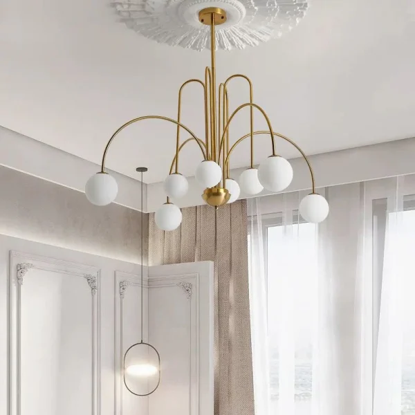 DM Living Premium полилей, модел DM5967-8, с фини абажури – модерно осветление с 8 x G9, перфектно за висококласни пространства