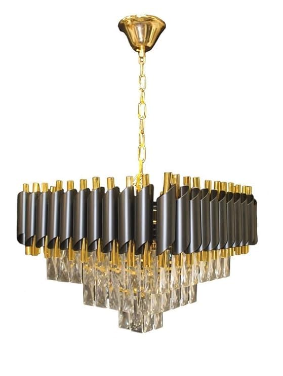 Csillár DM Living Modern, модел DM9001/600x600, с кристална текстура – елегантно осветление с 10 x E27, идеален за луксозни пространства черно/златно