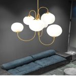 Ексклузивен полилей DM Living, модел DM5968-6, с деликатни абажури – златен дизайн, 6 x E27, идеален за всекидневни или луксозни стаи