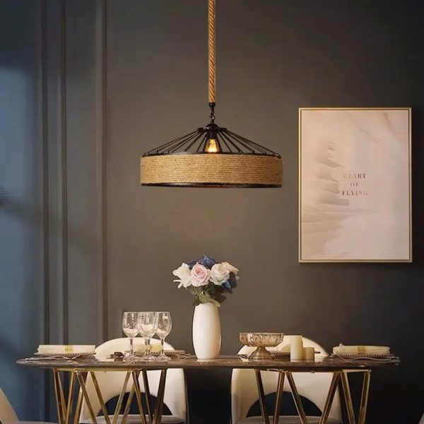 Рустикален пендел DM Living, модел DM606-1, 1 x E27, регулируема височина, черен