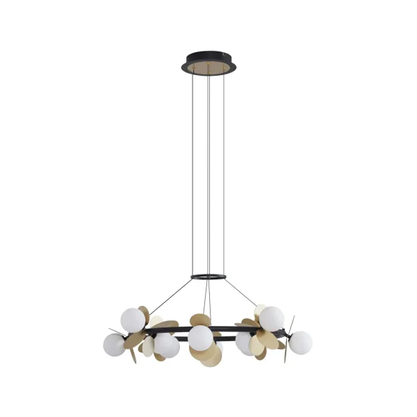 Висяща лампа DM Living, Модел DM602-12, С 12 Абажура, 12 x G9, Регулируема Височина, Златно/Черно