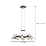 Висяща лампа DM Living, Модел DM602-12, С 12 Абажура, 12 x G9, Регулируема Височина, Златно/Черно