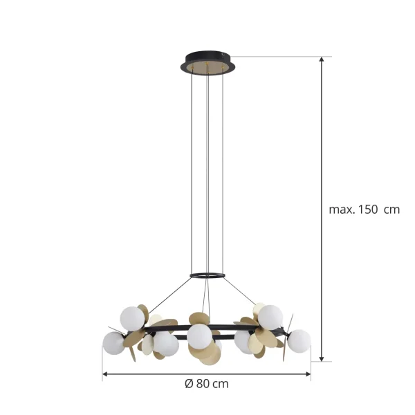 Висяща лампа DM Living, Модел DM602-12, С 12 Абажура, 12 x G9, Регулируема Височина, Златно/Черно