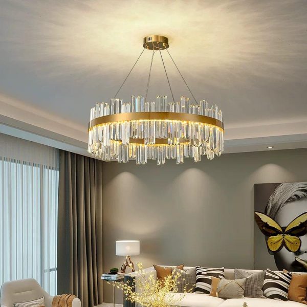 LED полилей DM Living, модел DM-H98347/400, текстура кристал, метал, 64W, златисто
