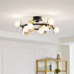 Csillár DM Living, Модел DM600-9, С Абажури, 9 X G9, Златно/Черно