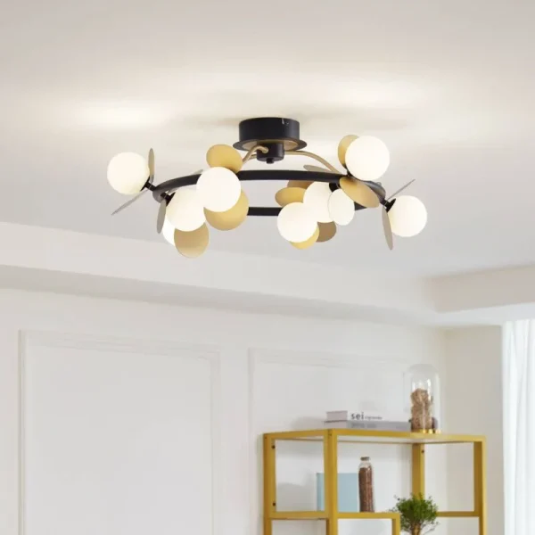 Csillár DM Living, Модел DM600-9, С Абажури, 9 X G9, Златно/Черно