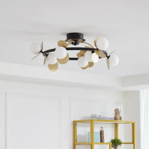 Csillár DM Living, Модел DM600-9, С Абажури, 9 X G9, Златно/Черно