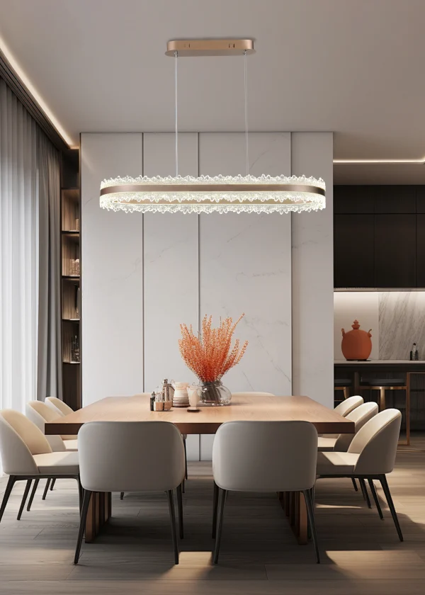 DM Living висяща лампа, модел DM-T9891/1, с дистанционно управление, 3 вида светлина, регулируема височина, 200W, кафяво