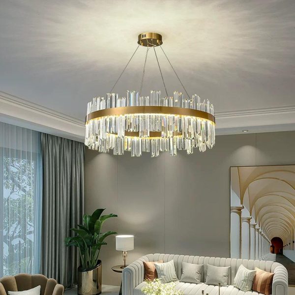 LED полилей DM Living, модел DM-H98347/400, текстура кристал, метал, 64W, златисто