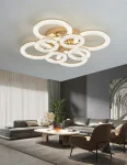 LED полилей, Модел DM-J300/4+4, С дистанционно управление, 3 вида светлина, регулируема интензивност, 200W, златисто