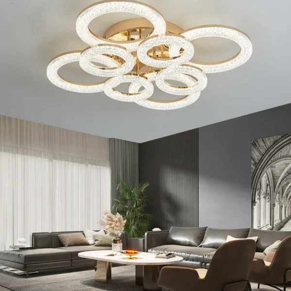 LED полилей, Модел DM-J300/4+4, С дистанционно управление, 3 вида светлина, регулируема интензивност, 200W, златисто