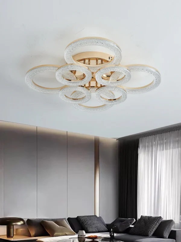 LED полилей, Модел DM-J300/4+4, С дистанционно управление, 3 вида светлина, регулируема интензивност, 200W, златисто