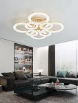 LED полилей, Модел DM-J300/4+4, С дистанционно управление, 3 вида светлина, регулируема интензивност, 200W, златисто