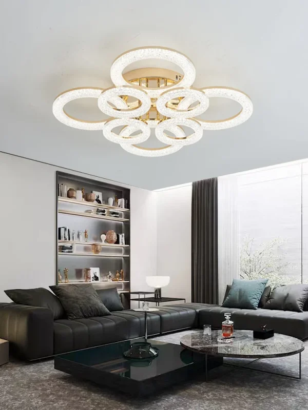 LED полилей, Модел DM-J300/4+4, С дистанционно управление, 3 вида светлина, регулируема интензивност, 200W, златисто