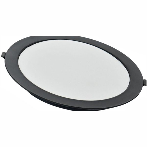 Светодиодно осветително тяло Sole с черна рамка, кръгло вградено Ø220, 24W, 4100K, неутрална светлина
