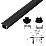 Алуминиев профил Черен 2m Вграден 23.6x17mm